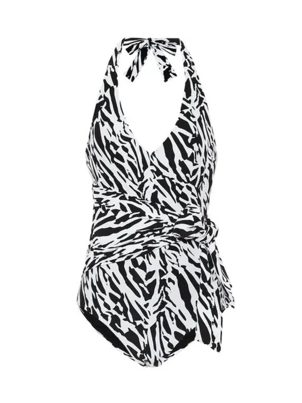 NWT Onia x DVF Elena One-Piece Halter Neck Swimsuit Zebra Print sz S